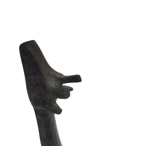 Vintage 15" Heavy Hammered Metal Giraffe Palm Tree Candlestick Holder - Picture 3 of 8